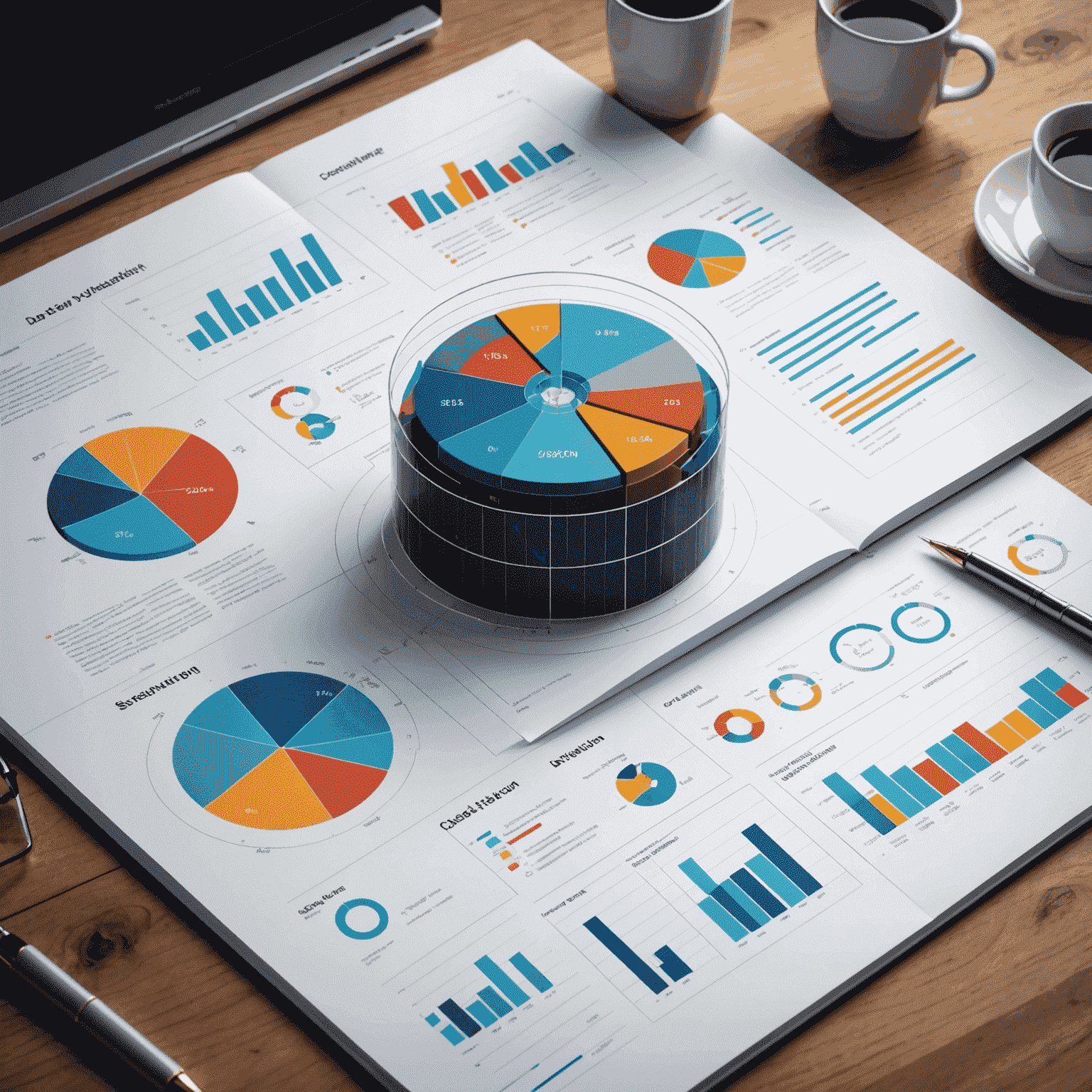 Wizualizacja danych, wykresy i diagramy przedstawiające analizę big data i uczenie maszynowe